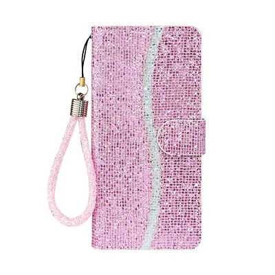 Pink Glitter Wallet Cover Case For 12 13 14 S23 S22 Xiaomi Redmi Huawei Google - Image 1 of 4