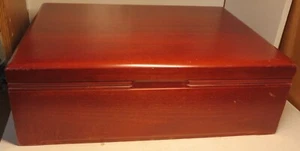 Reed & Barton Anti-Tarnish Wood Silverware Flatware Storage Chest Box w/Tray Lrg - Picture 1 of 19