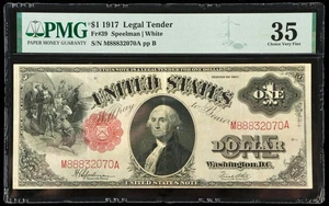 1917 $1 Red Seal Legal Tender United States Note PMG 35 Choice VF - Picture 1 of 2