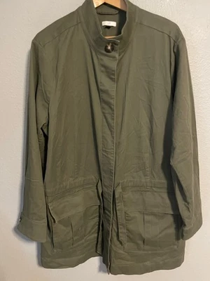 Chaqueta J Jill Mujer 2X Verde Utilidad Botón Frontal Peso Ligero Elastizado Bolsillos Foto 1 de 4
