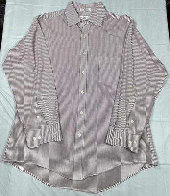 Van Heusen 417 男式条纹长袖纽扣衬衫 16 码 (32/33) 二手 — 第 1/4 张图片