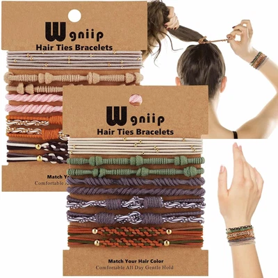 20 Boho Hair Ties in 5 Styles, 10 Colors - Cute Bracelets for Thin and Thick Hai - Image 1 of 4
