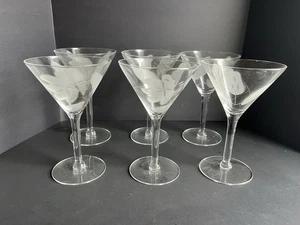 Set Of 6 Rare Glasses 1940s Vintage Frosted Etched McBride Martini/Wine Barware - Picture 1 of 6