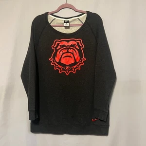 Nike UGA Georgia Bulldogs Drive Boyfriend Crew Sweatshirt Grey Size Large NCAA - Picture 1 of 6