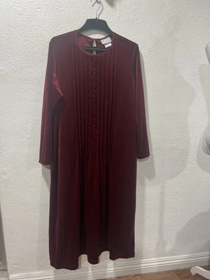 Vestido de noche vintage de terciopelo rojo Blair para mujer XL plisado con botones Foto 1 de 4