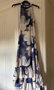 Stunning Dress By Yas at John Lewis ‘Florina’ Blue & White Floral Halter Neck 10 - Picture 1 of 5