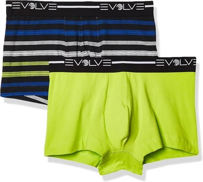 Evolve Masculino Algodão Elástico No Show Médio, Verde Limão/Multi Listras-Preto  - Imagem 1 de 4