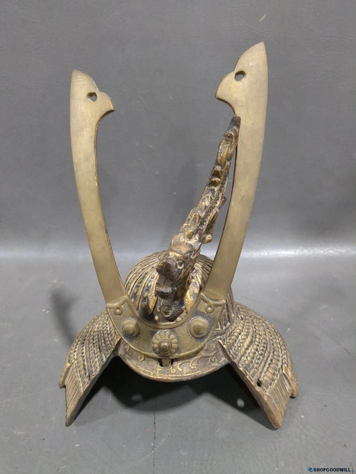 Decoração Kabuto miniatura japonesa vintage com capacete Dragão Samurai H12" - Imagem 1 de 4