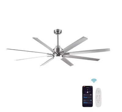 Yuhao Heekcaa 72in. Integrated LED Indoor Brushed Nickel Smart Ceiling Fan - Image 1 of 4