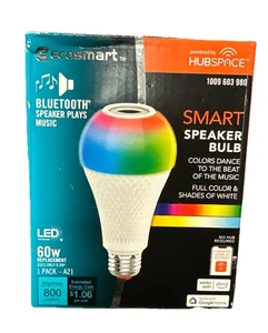 EcoSmart 60W Equivalent A19 CEC Bluetooth Speaker Colored+Bright White+Remote - Picture 1 of 1