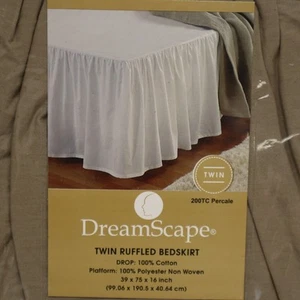 Dreamscape Bedskirt Twin Pleated Sheet Bedding Brown Cotton Comfort New 39x75x16 - Picture 1 of 11