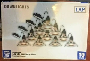 LAP 2.5w led gu10 warm white brushed chrome 10 pack - Picture 1 of 2