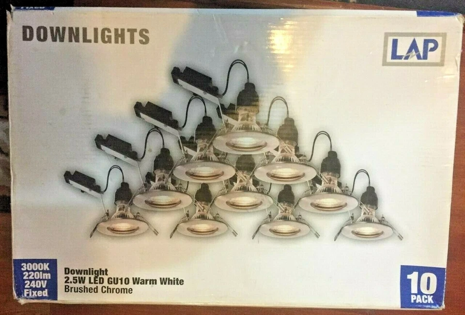 LAP 2.5w led gu10 warm white brushed chrome 10 pack - Image 1 of 2