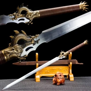 Full Tang Chinese Dragon Sword High Manganese Steel Blade Sharp Edge Battle Knif - Picture 1 of 17