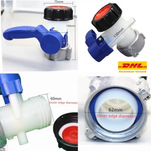 IBC Adapter Klappenhahn Tank Container Auslaufhahn Wasserhahn Zubehör DN40(62mm) - Bild 1 von 13