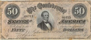 CSA  / Confederate  $50  2.17.1964  P 70  Circulated Banknote WL - Picture 1 of 2