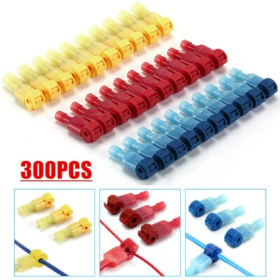 300Pcs 22-10 AWG T-Taps Quick Splice Wire Connectors Insulated Spade Terminals - Image 1 of 4