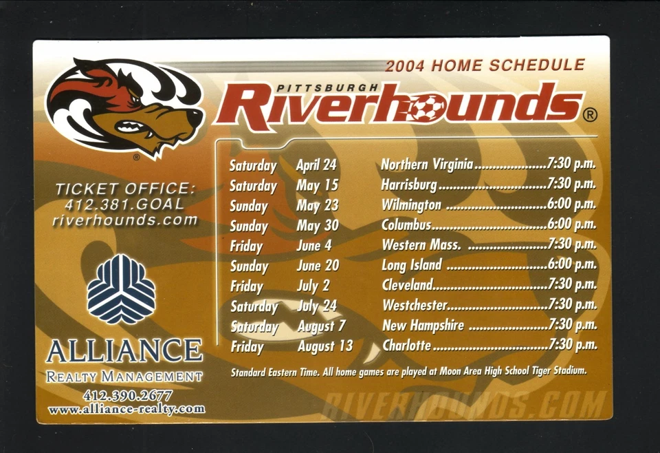 匹兹堡猎犬 2004 磁铁时间表 USL 职业足球 — 第 1/1 张图片