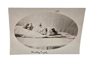 RPPC Sweet Baby Anfang 1900 Echtfoto antike Postkarte "Molliger Engel"  - Bild 1 von 2