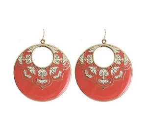 NEW Women Retro red Boho Ethnic Bohemian Round Shape Earrings Ear Hook Drop Chip - Picture 1 of 12