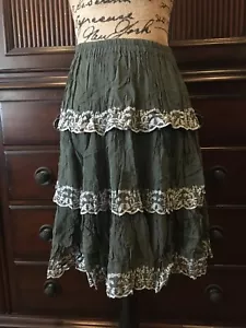 Double D Ranch Olive Squaw Broomstick Skirt Size S/M - Picture 1 of 11