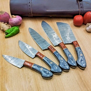 Handgefertigtes 5-teiliges Kochmesserset aus Damaststahl, professionelle Küchenmesser JW - Bild 1 von 11