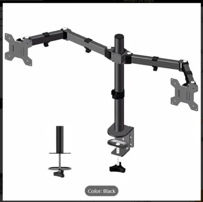 Dual Monitor Stand Desk Mount 13–27" Screens – 360° Arm Tilt Swivel Height Adj - Image 1 of 4