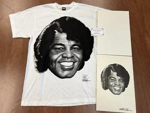 CAMISETA VINTAGE JAMES BROWN BIG FACE STIPPLE ARTE ORIGINAL CAMISETA L 1994 NUEVA AUTO - Imagen 1 de 15