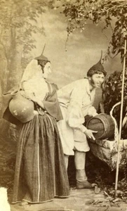 Portuguese Archipelago Madeira Fountain Scene Types Old Photo CDV 1880 - Imagen 1 de 3