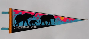vintage Cincinnati Zoo Ohio souvenir felt pennant 25" x 8" elephants silhouette - Picture 1 of 8