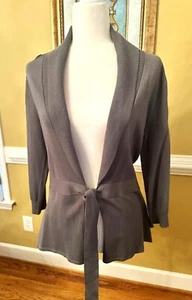 Ny & Co. Gray Shawl Collar Tie Front Cardigan SZ M - Picture 1 of 3
