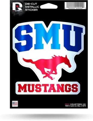SMU Mustangs Logo Metallic Die-Cut Decal 5x Inches Car Window - Image 1 of 2