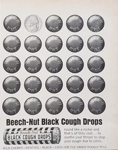 1963 Beech-Nut Cough Drops Round Like Nickle And That Is All They Cost Print Ad - Imagen 1 de 1
