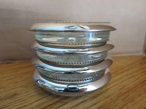 Vintage W&S Blackinton Silver Plated Glass Coasters Set of 4 - Picture 1 of 8