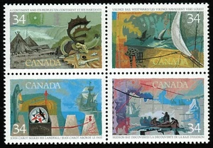 Canada sc#1107a Exploration of Canada - 1: Discoverers, Block of 4, Mint-NH - Bild 1 von 2
