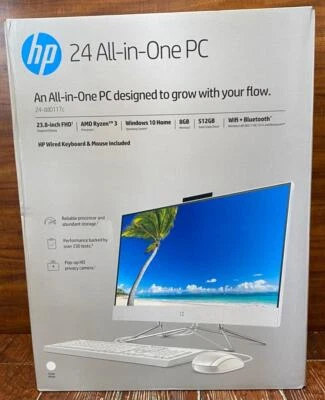 PC TODO EN UNO HP 24 23.8" PROCESADOR AMD RYZEN 3 8GB DDR4 512GB SSD-TOTALMENTE NUEVO. Foto 1 de 4