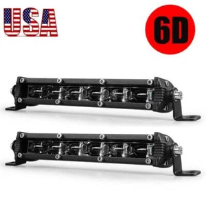 2X 7" LED Work Light Bar Slim Spot Flood Pods Fog Offroad Truck SUV ATV Driving - Foto 1 di 13