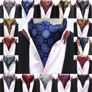 Herren Krawatte Schals stilvolle Paisley Tupfen Blumen Ascot Hochzeit Krawatten - Bild 1 von 27