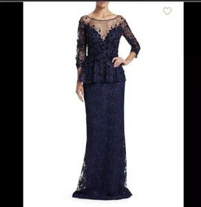 Teri Jon by Rickie Freeman Embellished Lace Gown Size 2 - Picture 1 of 7