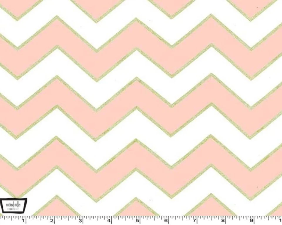 Michael Miller Fabric Glitz Metallic Chic Chevron 100% Cotton Fabric, Blush Pink - Image 1 of 1