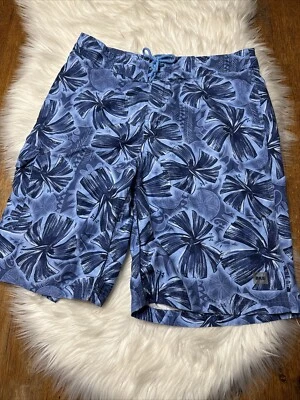 Pantalones Cortos de Tabla Hebilla BKE Húmedos Para Hombres 34 Azul Hawaiano Floral Hibisco Natación Foto 1 de 4