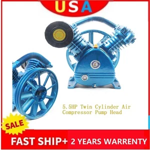 5.5HP V Style 2-Cylinder Air Compressor Pump Motor Head Double Stage 175PSI - Picture 1 of 19