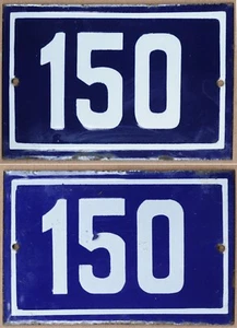 Old blue French house number 150 door gate wall fence street sign plate plaque - Picture 1 of 3