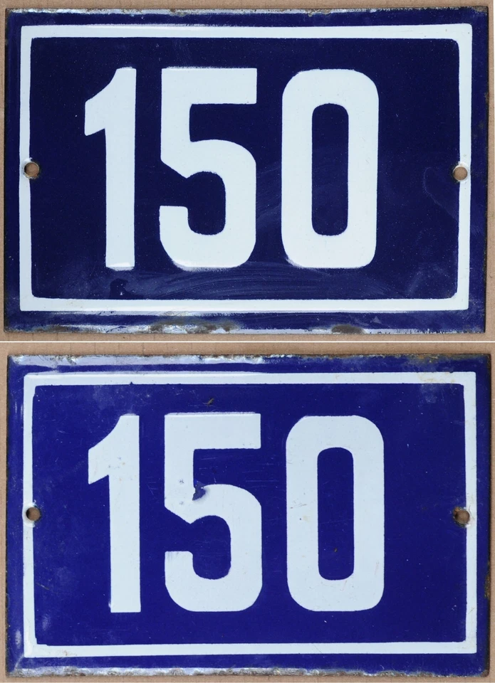 Antiga casa francesa azul número 150 porta portão parede cerca placa placa placa - Imagem 1 de 1