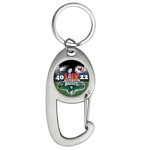 Philadelphia Eagles Super Bowl 59 Premium Brushed Silver Carabiner Keychain - Picture 1 of 3