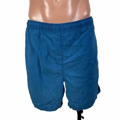 Vtg Trader Bay Men’s Blue Swim Trunks Size Large Elastic Waist Pockets Striped - Image 1 of 4