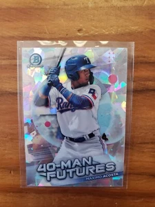 2021 Bowman Chrome 40-Man Futures Atomic Refractor 097/150 Maximo Acosta Rangers - Picture 1 of 2