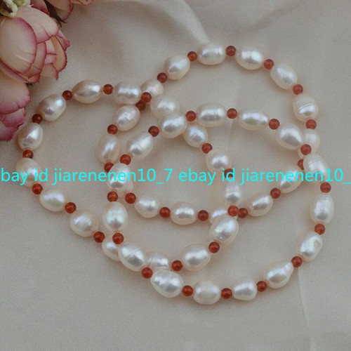 VALENTINO Bracciale all'ingrosso 3 pezzi 8 9 mm perle coltivate riso bianco 4 mm giada rossa 7 5 pollici