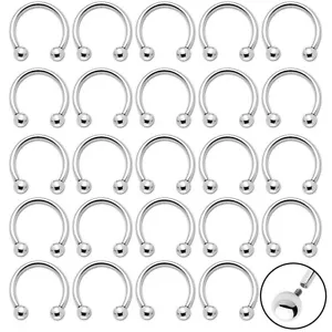 Horseshoe Rings 25 Internal Thread Circular Barbell 14G 00G Nipple PA Nose - Picture 1 of 1