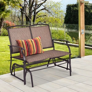 Patio Glider Rocking Bench Double 2 Person Chair Loveseat Armchair Backyard New - Picture 1 of 10